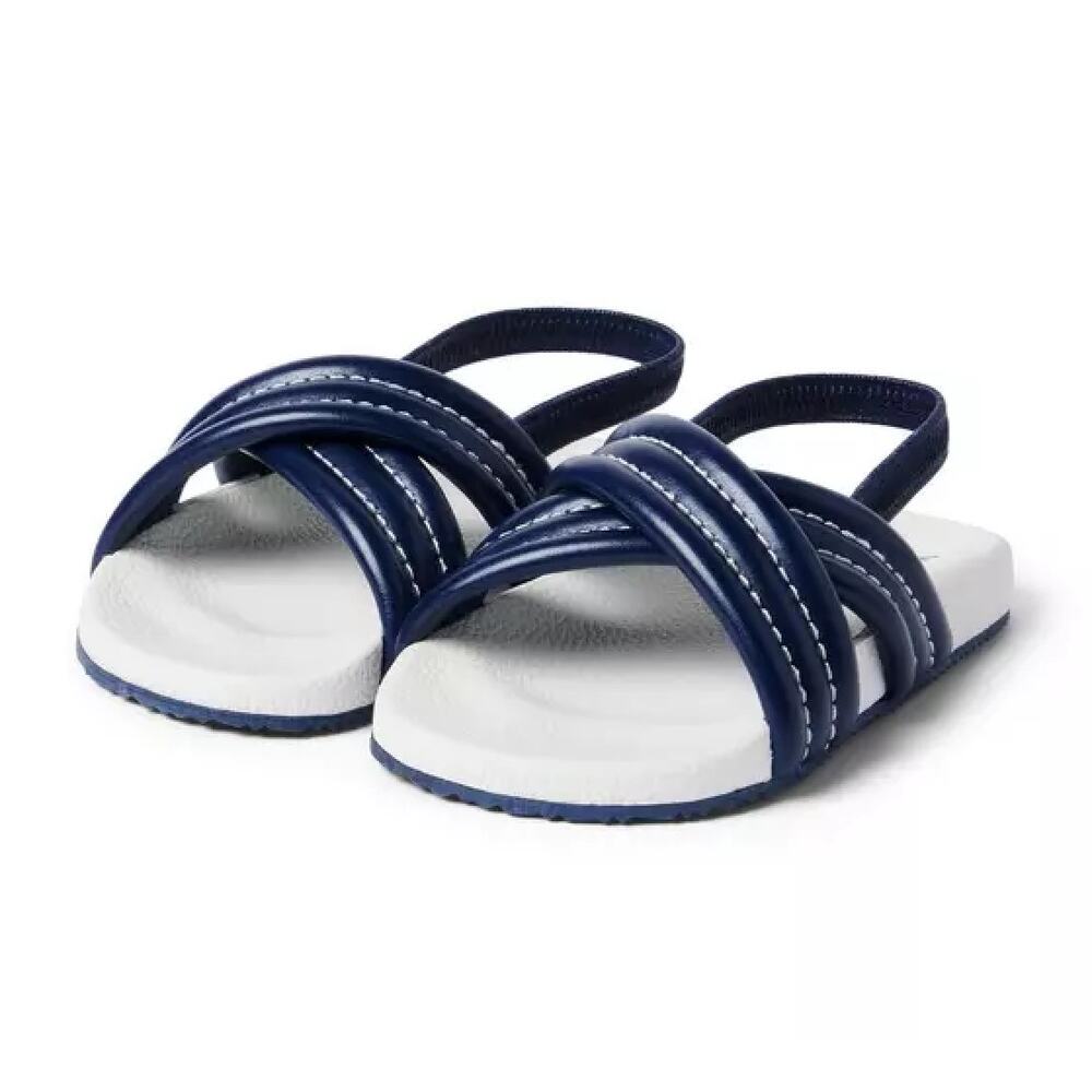 Janie and Jack Cross Strap Pool Slide Sandals Merchant Marine Blue Toddler 8 NWT